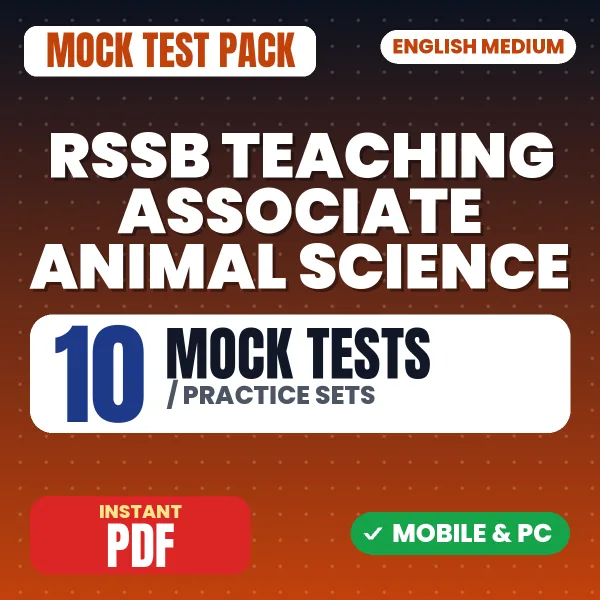 RSSB Teaching Associate (Animal Science) Exam Paper 1 – 10 Mock Tests / Practice Sets | English Medium PDF Download