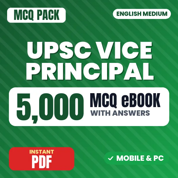 UPSC Vice Principal Exam – 5000 MCQ eBook with Answers | English Medium PDF Download