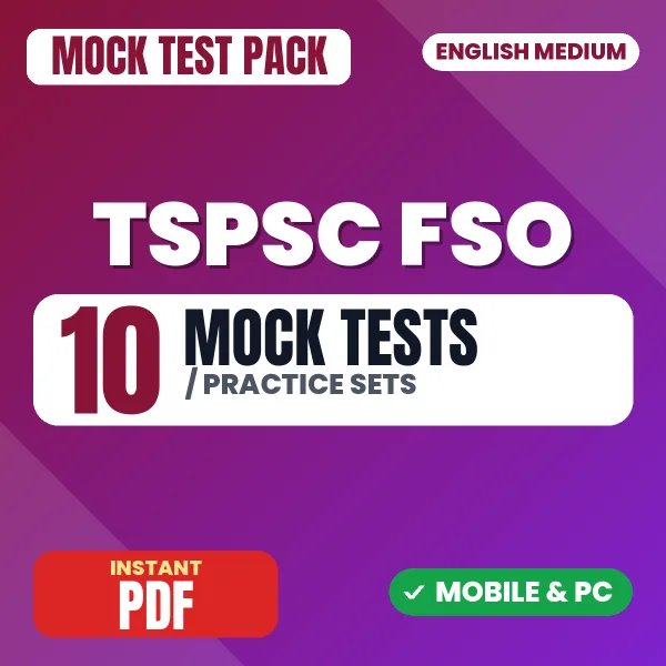 TSPSC FSO Exam Paper I – 10 Mock Tests / Practice Sets | English Medium PDF Download