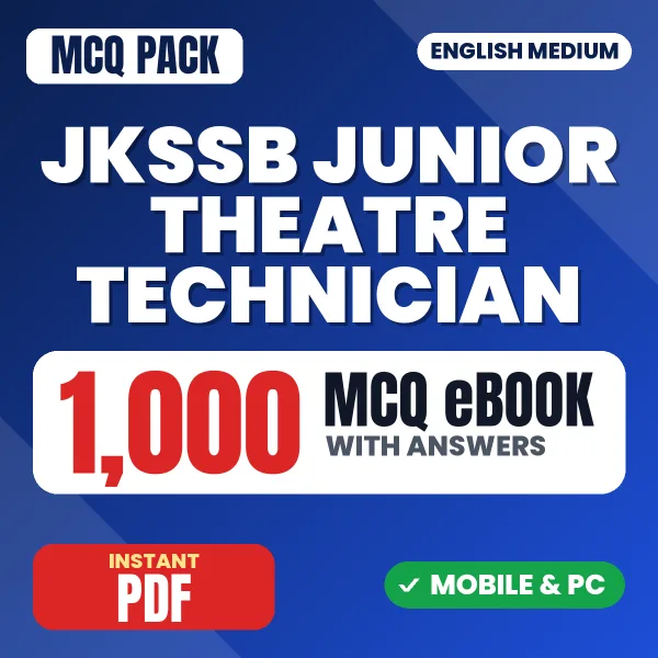 JKSSB Junior Theatre Technician Exam – 1000 MCQ eBook with Answers | English Medium PDF Download