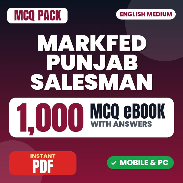 Markfed Punjab Salesman Exam – 1000 MCQ eBook with Answers | English Medium PDF Download