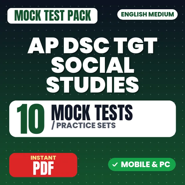 AP DSC TGT (Social Studies) Paper 2 Exam – 10 Mock Tests / Practice Sets | English Medium PDF Download