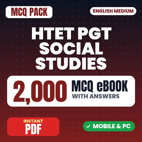 Haryana TET PGT Social Studies & Social Science Exam – 2000 MCQ eBook with Answers | English Medium PDF Download