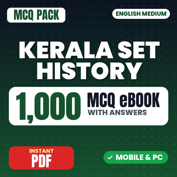 Kerala SET History Exam Paper 2 – 1000 MCQ eBook with Answers | English Medium PDF Download