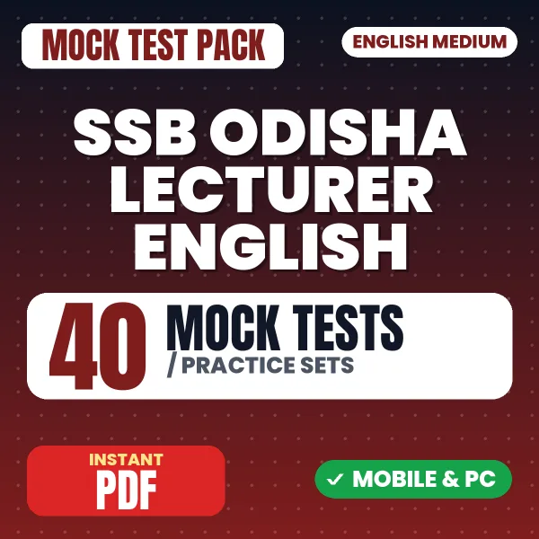 SSB Odisha Lecturer English Exam – 40 Mock Tests / Practice Sets | English Medium PDF Download