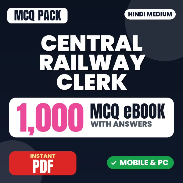 Central Railway Clerk Exam – 1000 MCQ eBook with Answers | Hindi Medium PDF Download