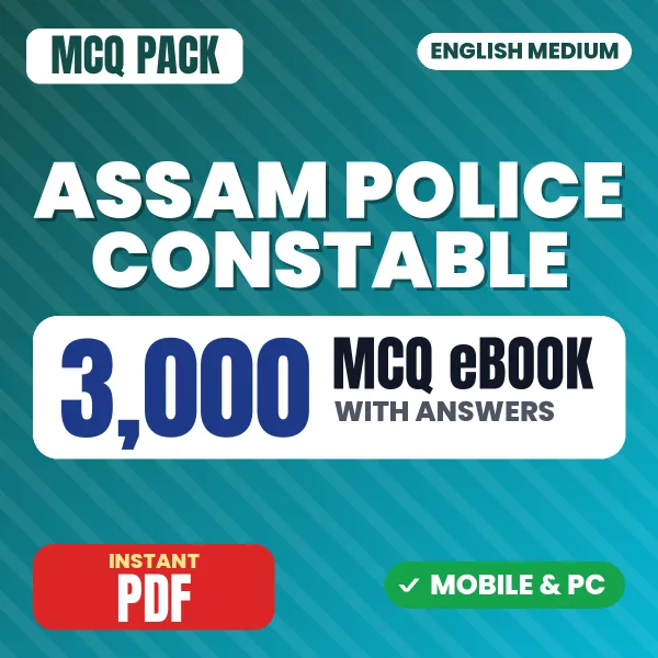 Assam Police Constable Exam – 3000 MCQ eBook with Answers | English Medium PDF Download