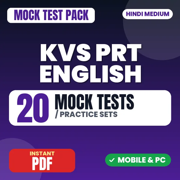 KVS PRT (English) Exam – 20 Mock Tests / Practice Sets | Hindi Medium PDF Download