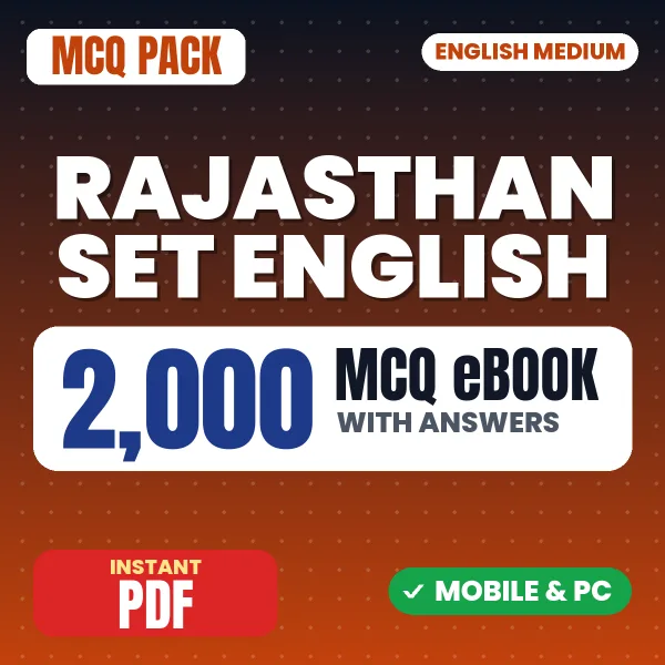 Rajasthan SET (English) Exam – 2000 MCQ eBook with Answers | English Medium PDF Download