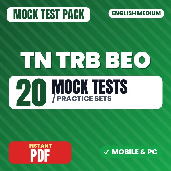 TN TRB BEO (Part-A) Exam - Tamil – 20 Mock Tests / Practice Sets | English Medium PDF Download