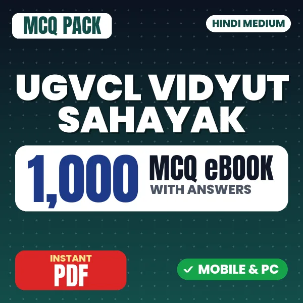 UGVCL Vidyut Sahayak Exam – 1000 MCQ eBook with Answers | Hindi Medium PDF Download