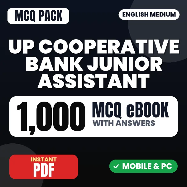 UP Cooperative Bank Junior Assistant Preliminary Exam – 1000 MCQ eBook with Answers | English Medium PDF Download