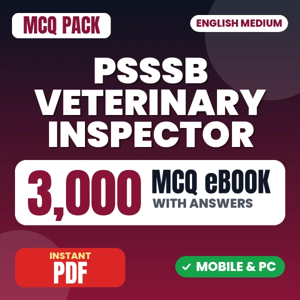 PSSSB Veterinary Inspector Exam – 3000 MCQ eBook with Answers | English Medium PDF Download