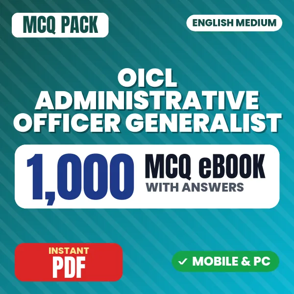 OICL Administrative Officer (Generalist) Prelims TIER 1 Exam – 1000 MCQ eBook with Answers | English Medium PDF Download