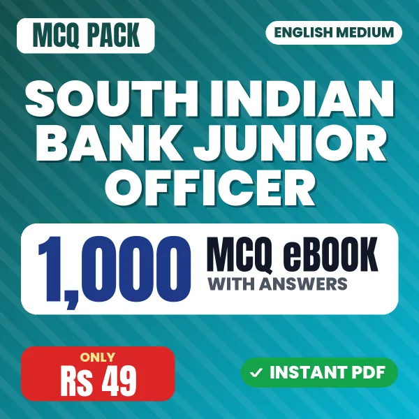 South Indian Bank Junior Officer Exam – 1000 MCQ eBook with Answers | English Medium PDF Download