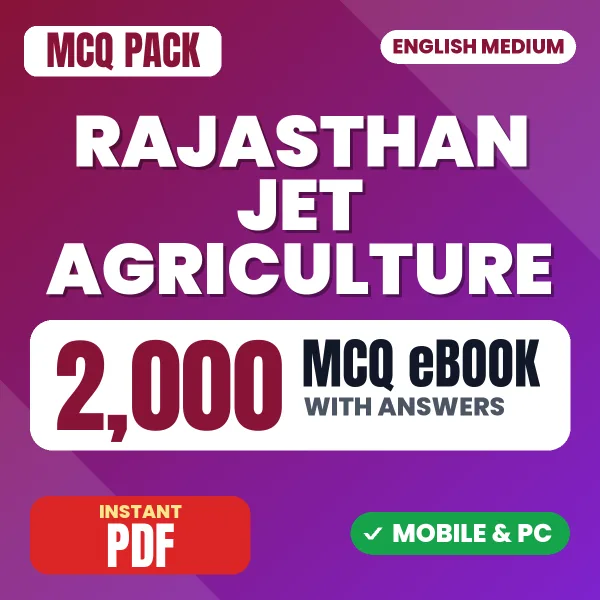 Rajasthan JET Agriculture Exam – 2000 MCQ eBook with Answers | English Medium PDF Download