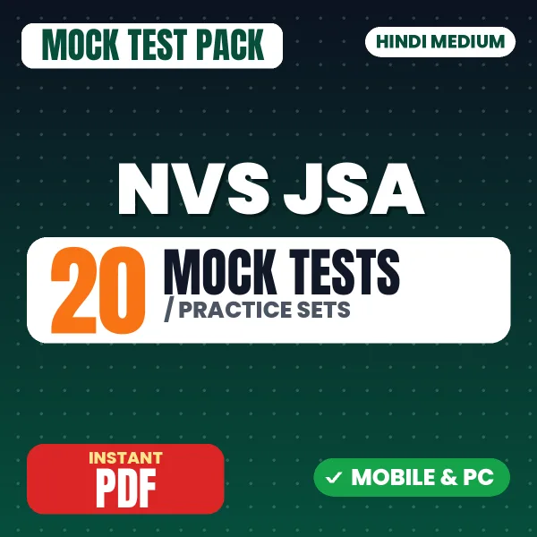 NVS JSA Preliminary Exam Tier 1 – 20 Mock Tests / Practice Sets | Hindi Medium PDF Download