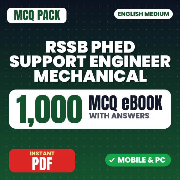 RSSB PHED Support Engineer (Mechanical) Exam – 1000 MCQ eBook with Answers | English Medium PDF Download