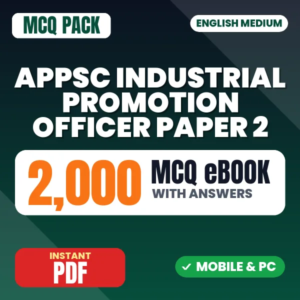 APPSC Industrial Promotion Officer Exam Paper 2 – 2000 MCQ eBook with Answers | English Medium PDF Download