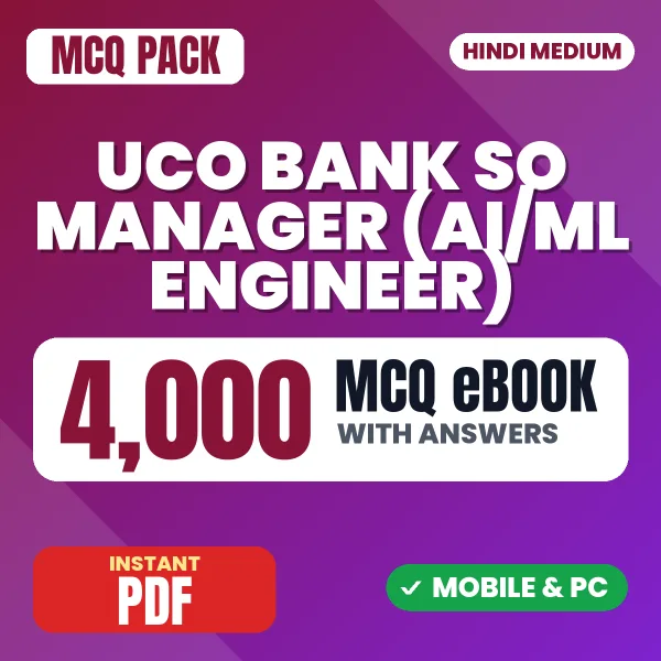 UCO Bank SO Manager (AI/ML Engineer) Exam – 4000 MCQ eBook with Answers | Hindi Medium PDF Download