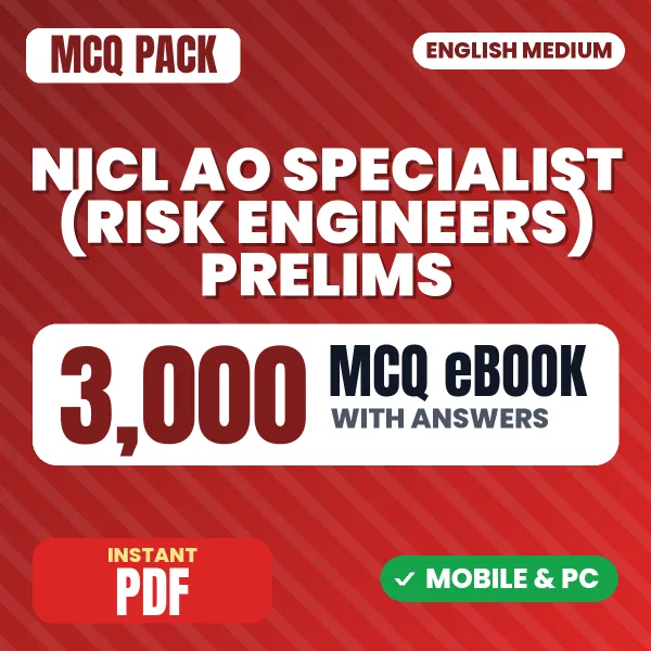 NICL AO Specialist (Risk Engineers) Prelims Exam – 3000 MCQ eBook with Answers | English Medium PDF Download