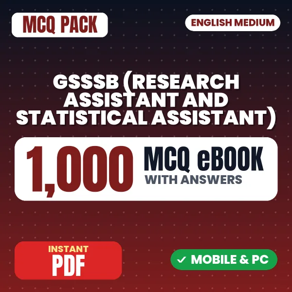 GSSSB (Research Assistant and Statistical Assistant) Exam – 1000 MCQ eBook with Answers | English Medium PDF Download