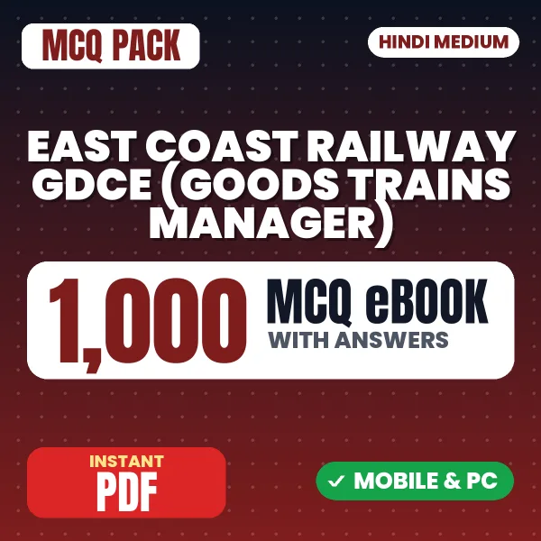 East Coast Railway GDCE (Goods Trains Manager) Exam – 1000 MCQ eBook with Answers | Hindi Medium PDF Download
