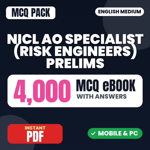 NICL AO Specialist (Risk Engineers) Prelims Exam – 4000 MCQ eBook with Answers | English Medium PDF Download