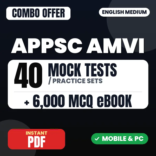 APPSC AMVI Exam – Complete Combo: 40 Mock Tests + 6,000 MCQ eBook | English Medium PDF Download