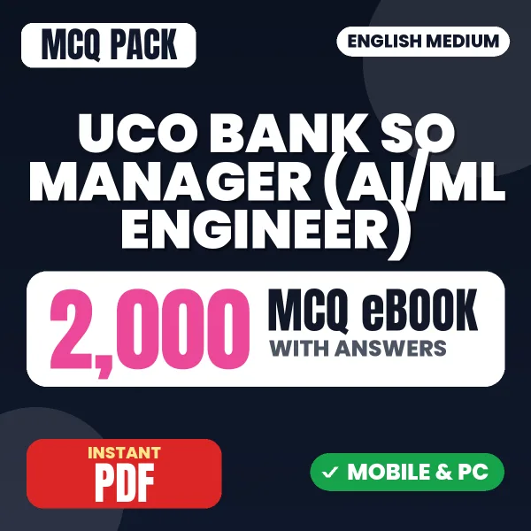 UCO Bank SO Manager (AI/ML Engineer) Exam – 2000 MCQ eBook with Answers | English Medium PDF Download
