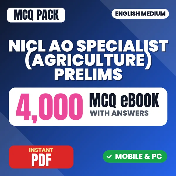 NICL AO Specialist (Agriculture) Prelims Exam – 4000 MCQ eBook with Answers | English Medium PDF Download