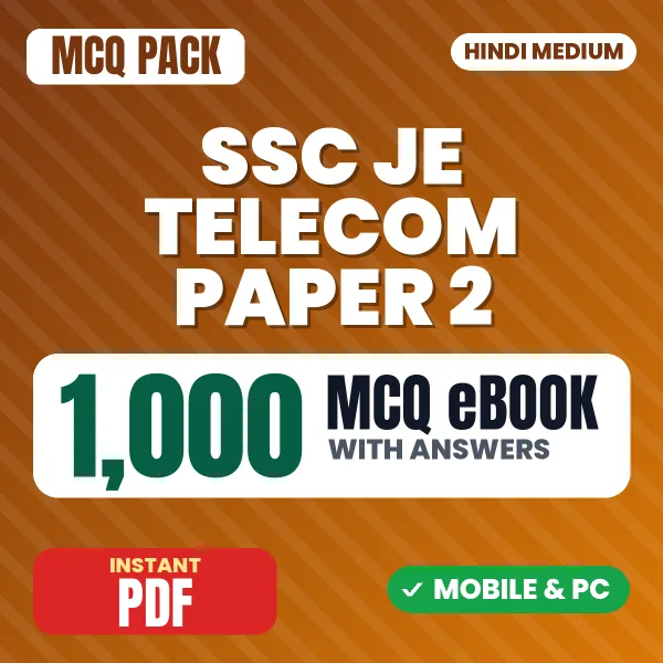 SSC JE Telecom Exam Paper 2 – 1000 MCQ eBook with Answers | Hindi Medium PDF Download