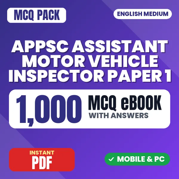 APPSC Assistant Motor Vehicle Inspector Exam Paper 1 – 1000 MCQ eBook with Answers | English Medium PDF Download