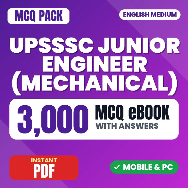 UPSSSC Junior Engineer (Mechanical) Exam – 3000 MCQ eBook with Answers | English Medium PDF Download