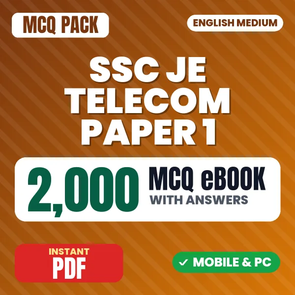 SSC JE Telecom Exam Paper 1 – 2000 MCQ eBook with Answers | English Medium PDF Download