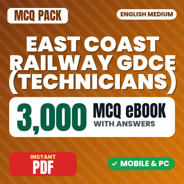 East Coast Railway GDCE (Technicians) Exam – 3000 MCQ eBook with Answers | English Medium PDF Download