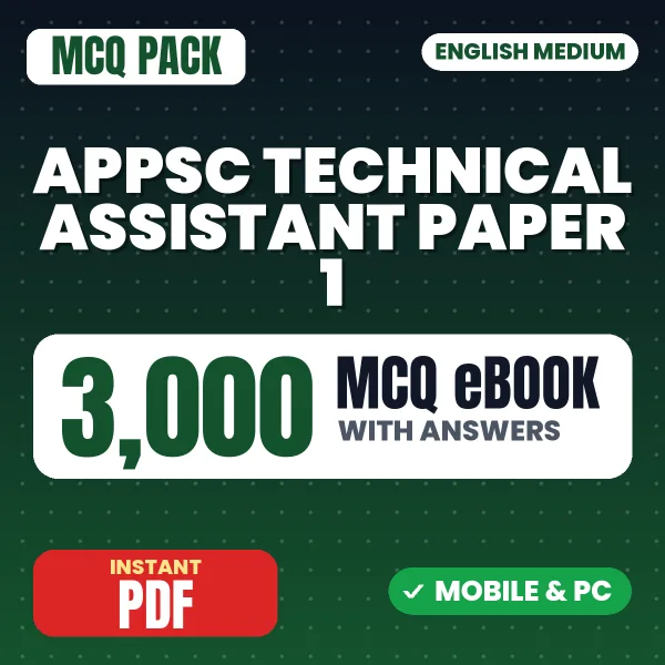 APPSC Technical Assistant Exam Paper 1 – 3000 MCQ eBook with Answers | English Medium PDF Download