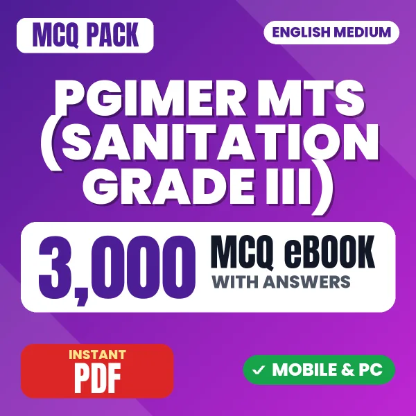 PGIMER MTS (Sanitation Grade III) Exam – 3000 MCQ eBook with Answers | English Medium PDF Download