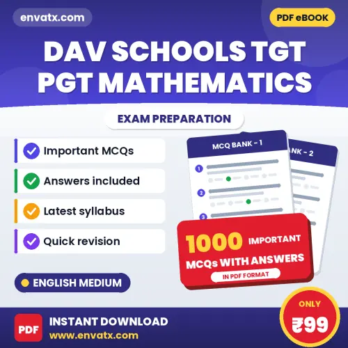 DAV Schools TGT PGT Mathematics Exam 2026 – 1000 Most Important MCQ Practice Questions | English Medium PDF