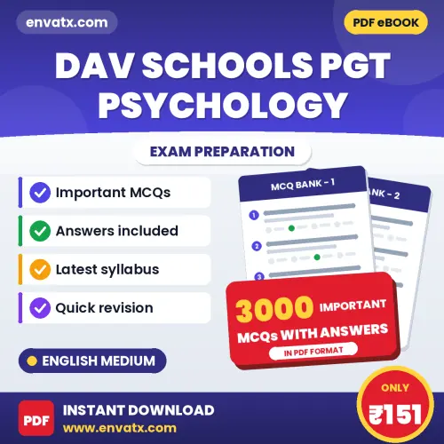 DAV Schools PGT Psychology Exam 2026 – 3000 Most Important MCQ Practice Questions | English Medium PDF