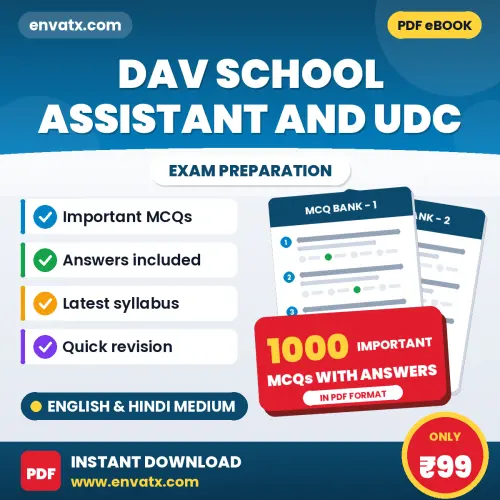 DAV School Assistant and UDC Exam 2026 – 1000 Most Important MCQ Practice Questions | English & Hindi Medium PDF