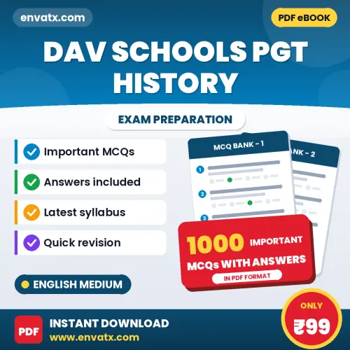 DAV Schools PGT History Exam 2026 – 1000 Most Important MCQ Practice Questions | English Medium PDF
