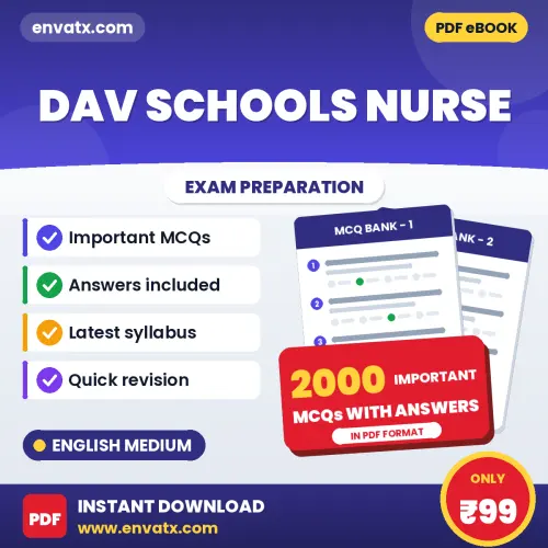 DAV Schools Nurse Exam 2026 – 2000 Most Important MCQ Practice Questions | English Medium PDF