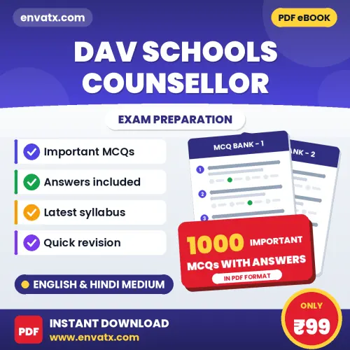 DAV Schools Counsellor Exam 2026 – 1000 Most Important MCQ Practice Questions | English & Hindi Medium PDF
