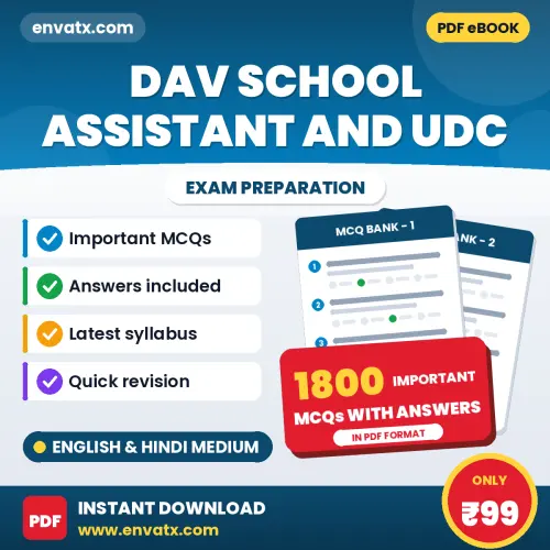 DAV School Assistant and UDC Exam 2026 – 1800 Most Important MCQ Practice Questions | English & Hindi Medium PDF