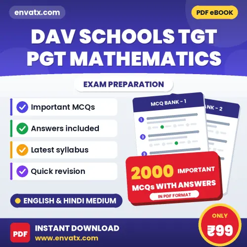 DAV Schools TGT PGT Mathematics Exam 2026 – 2000 Most Important MCQ Practice Questions | English & Hindi Medium PDF