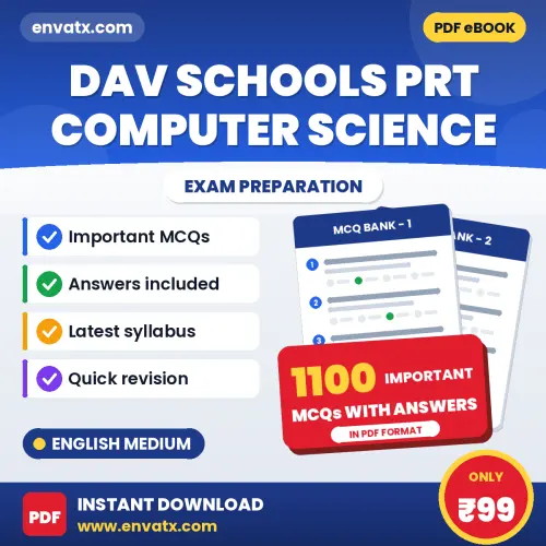 DAV Schools PRT Computer Science Exam 2026 – 1100 Most Important MCQ Practice Questions | English Medium PDF
