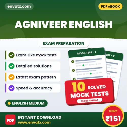 10 Mock Tests for Agniveer English Exam in English | Solved Practice eBook – Instant PDF Download