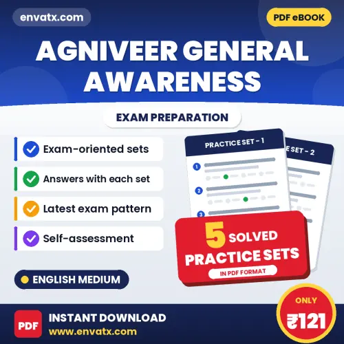 5 Practice Sets for Agniveer General Awareness Exam in English | Solved Practice eBook – Instant PDF Download