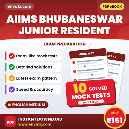 Practice for AIIMS Bhubaneswar Junior Resident Exam at Home – 10 Mock Tests PDF in English with Answers